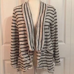 Altar’d State Grey Striped Open Jersey Knit Cardigan Top Small